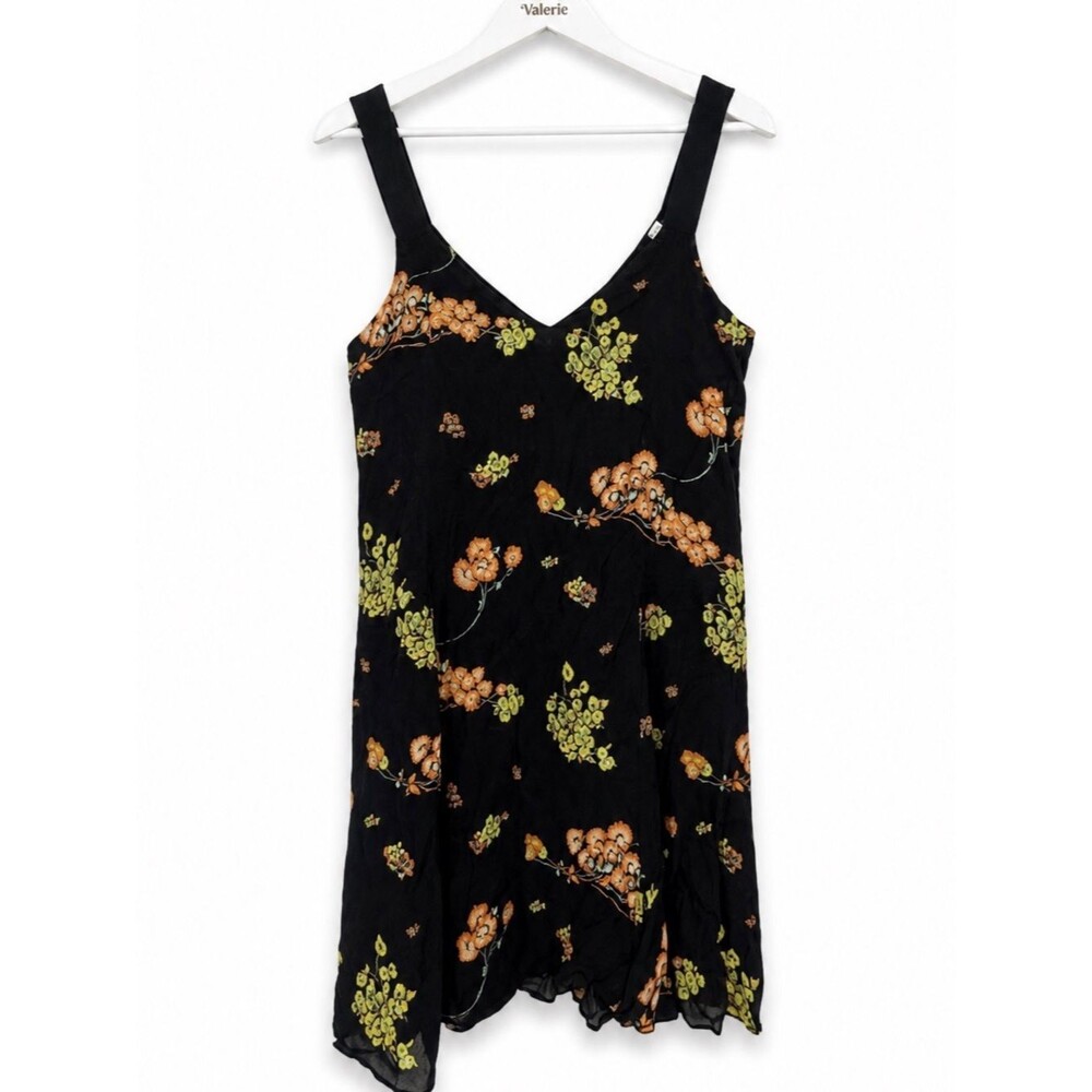ALC Black Multicolor Floral Silk Mini Dress Sleeveless Size 6 Summer Boho